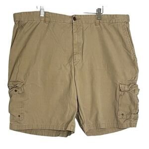 EZ's by Haggar Shorts Mens Cargo Sz 44 Elastic Sides Tan Zip Cotton Outdoors